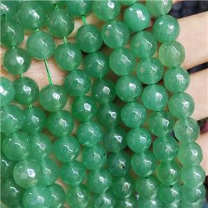 green Jade Beads, faceted round, b-grade, approx 10mm dia