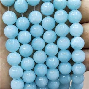 Natural Honey Jade Beads Blue Dye Smooth Round, approx 4mm dia