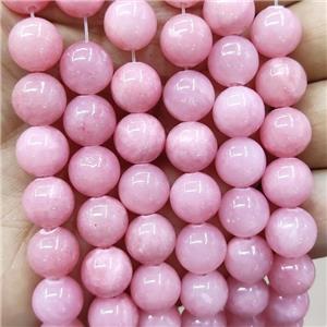 Natural Honey Jade Beads Pink Dye Smooth Round, approx 12mm dia