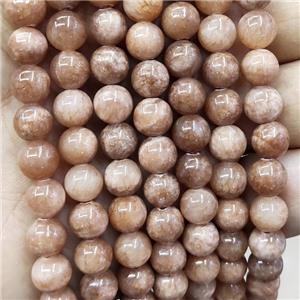 Natural Honey Jade Beads Peach Dye Smooth Round, approx 6mm dia