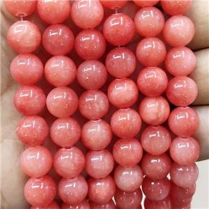 Natural Honey Jade Beads Red Dye Smooth Round, approx 4mm dia