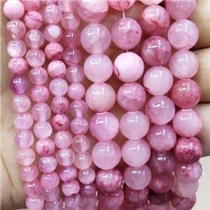 Pink Jade Beads Smooth Round Dye, approx 8mm dia