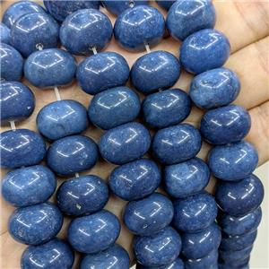 Natural Jade Beads Smooth Rondelle Blue Dye, approx 13-18mm