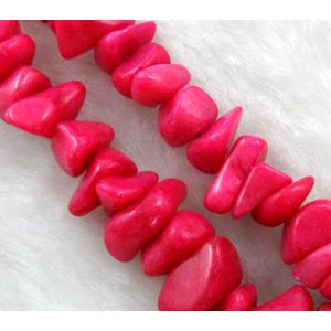 Erose jade bead, Dye chips, stabile, approx 4-12mm, 36 inch length