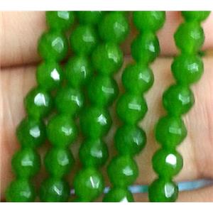 green jade bead, faceted round, approx 4mm dia, 15.5 inches