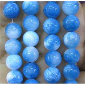 Persia jade bead, round, stabile, blue, 4mm dia, approx 98pcs per st