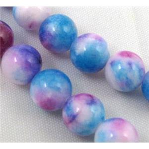 Persia jade bead, round, stabile, colorful, 14mm dia, approx 28pcs per st