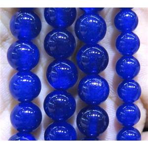 round jade beads, blue dye, approx 4mm dia, 98pcs per st