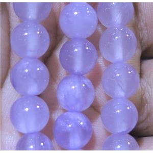 round jade beads, lt.purple dye, approx 12mm dia, 32pcs per st