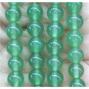 round jade stone beads, dye, green, approx 12mm dia