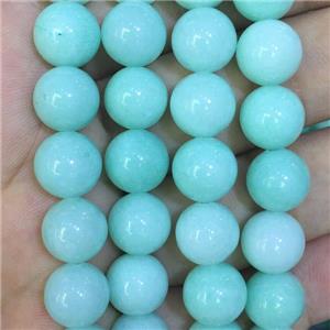 round Quartzite Jade Beads, green, approx 12mm dia