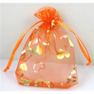 Organza bag, orange, 5x7cm