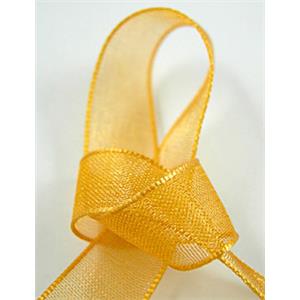 Organza Ribbon Cord, golden, 9mm wide