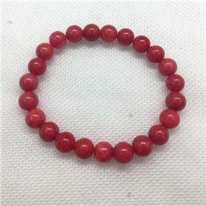 Stretch Jade bracelet, round, dye, approx 6mm, 28pcs per st