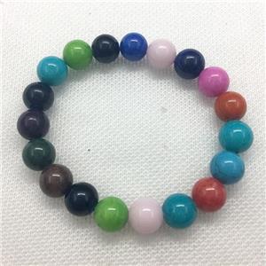 Stretch Jade bracelet, round, dye, approx 14mm dia, 15pcs per st