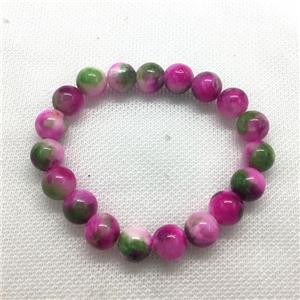 Stretch Jade bracelet, round, dye, approx 16mm dia, 13pcs per st