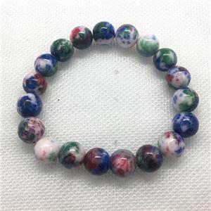 Stretch Jade bracelet, round, dye, approx 6mm, 28pcs per st