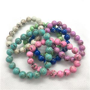 Stretch Jade bracelet, round, dye, approx 16mm dia, 13pcs per st