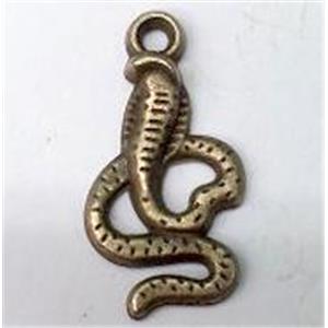 tibetan silver snake pendants non-nickel, bronze, approx 9.5x18mm