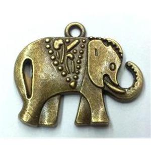 tibetan silver elephant pendants non-nickel, bronze, approx 25x20mm