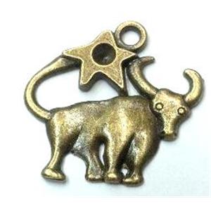 tibetan silver bull pendants non-nickel, bronze, approx 21x20mm