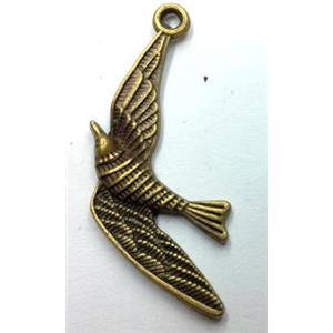 Tibetan silver birds pendant, non-nickel, bronze, approx 15.5x36mm