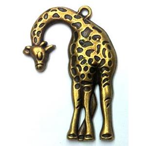 Tibetan silver giraffe pendant, non-nickel, bronze, approx 29x43mm