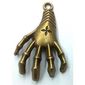 tibetan silver hand pendant non-nickel, bronze, approx 41x26mm