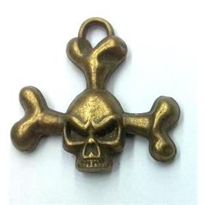 tibetan silver skull pendant non-nickel, bronze, approx 35x35mm