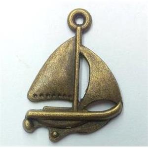 tibetan silver sailboat pendant non-nickel, bronze, approx 17x24mm