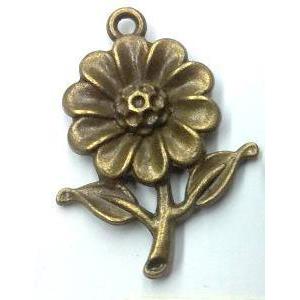 tibetan silver flower pendant non-nickel, bronze, approx 20x27mm