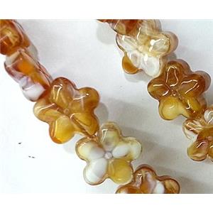 Plated lampwork glass bead, star, approx 15mm dia