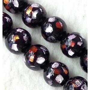 lampwork bead within silver foil, round, 20mm dia