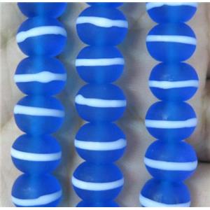 Blue Lampwork Glass Rondelle Beads Matte, approx 10mm dia, 50pcs per st