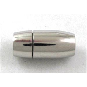 Stainless Steel Magnetic Clasp, platinum plated, 8x17mm, 4mm hole