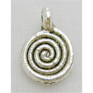 Tibetan Silver Pendants Non-Nickel, 8mm diameter, 12mm length