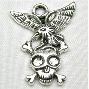 Tibetan Silver Skull Charms non-nickel, 21x26mm