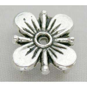 shamrock charms, Tibetan Silver Flower Non-Nickel, 12x13.5mm