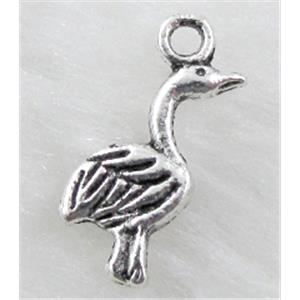 Crane, Tibetan Silver Pendant Non-Nickel, 12x18mm