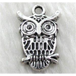 Owl, Tibetan Silver bird pendant Non-Nickel, 15x22mm