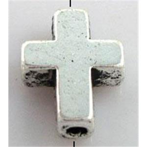 Tibetan Silver cross beads, Non-Nickel, 11x15mm, 2.5mm hole