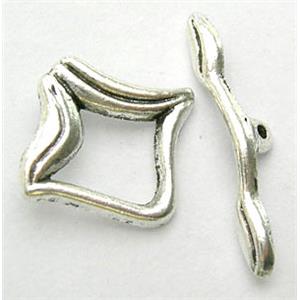 Tibetan Silver Toggle Clasps Non-Nickel, 13x14mm,stick:25mm length