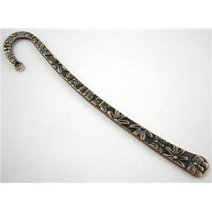 Antique Red Bookmark, Tibetan Silver Non-Nickel, 12.5cm(5 inch) length