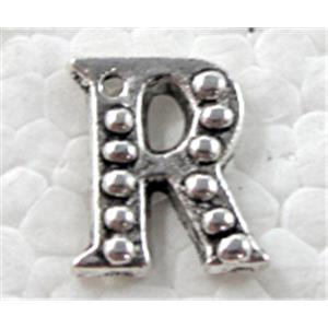 Tibetan Silver R letter Non-Nickel, 10.5x11.6mm