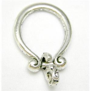 Tibetan Silver Ring Charms Non-Nickel, 21x26mm