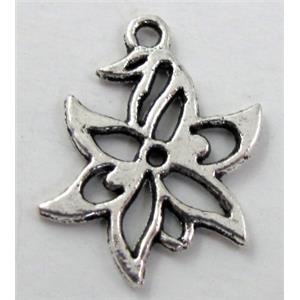 leaf, Tibetan Silver pendant non-nickel, 10x20mm