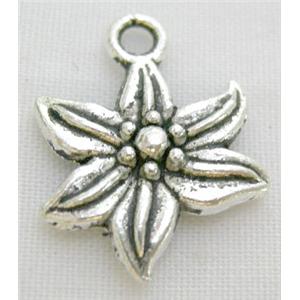 Tibetan Silver Flower Non-Nickel, 14.5mm diameter