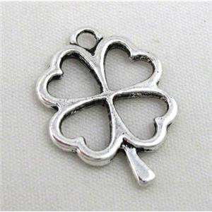 shamrock clover, tibetan silver pendant, non-nickel, approx 18x25mm