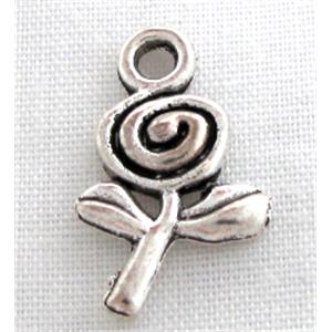 flower, Tibetan silver pendants Non-Nickel, 9x15mm