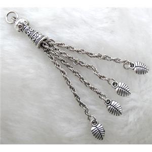 Tibetan Silver chain tassel pendant non-nickel, 70mm length